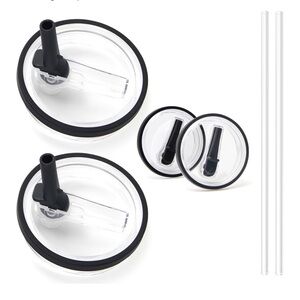 40 OZ Tumbler Lids Replacement Black for Stanley Quencher, 2 Straws